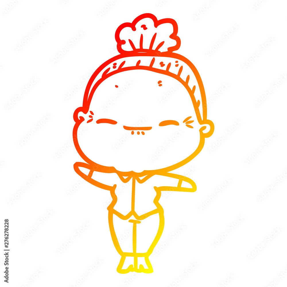 warm gradient line drawing cartoon peaceful old woman warm gradient line drawing cartoon peaceful old woman