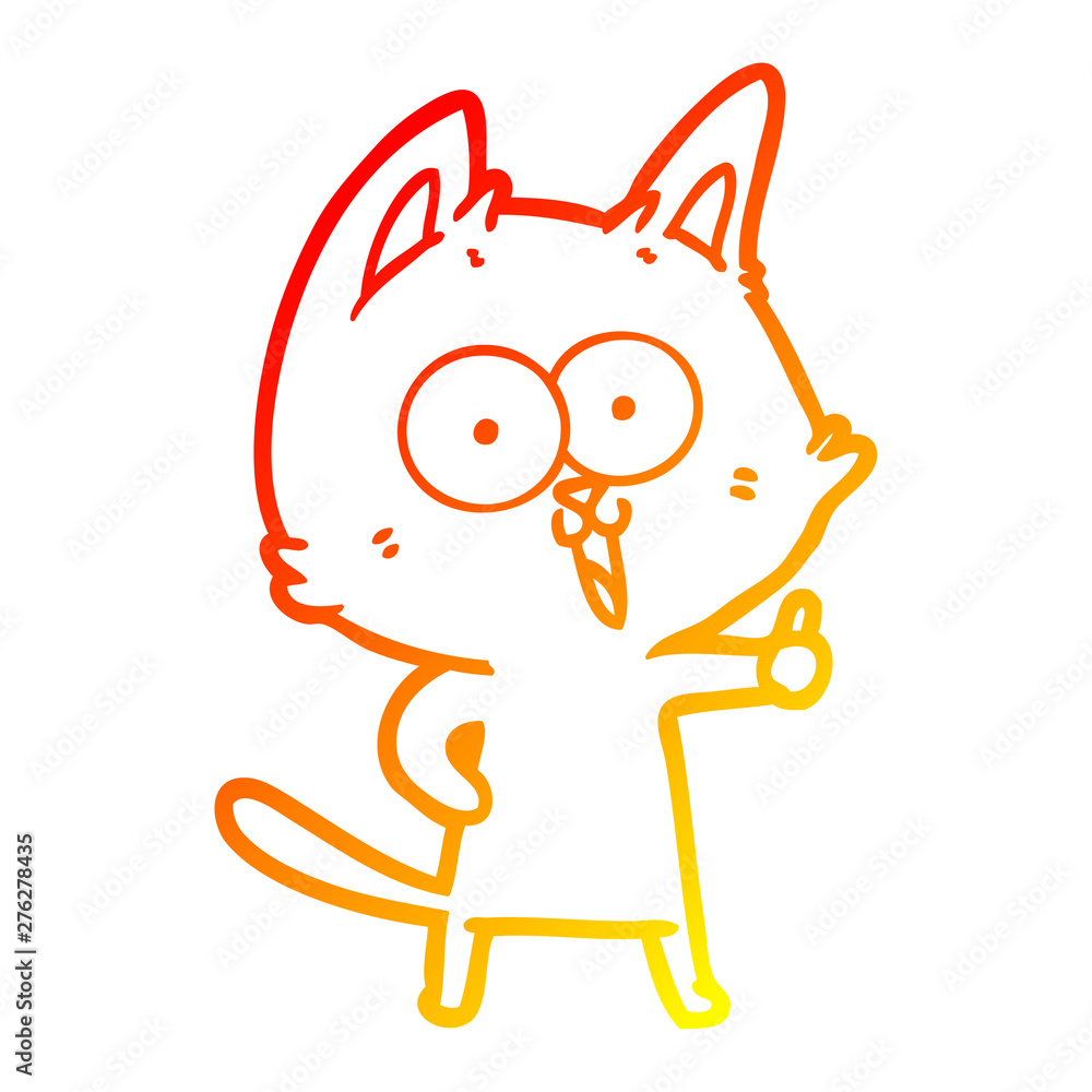 warm gradient line drawing funny cartoon cat warm gradient line drawing funny cartoon cat