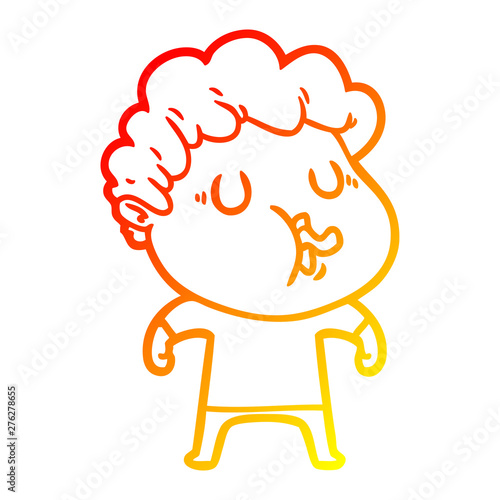 warm gradient line drawing cartoon man singing