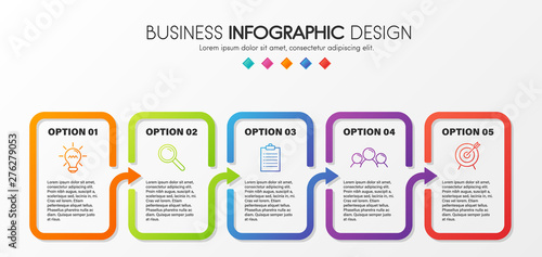 Business infograph with 5 steps. Vector