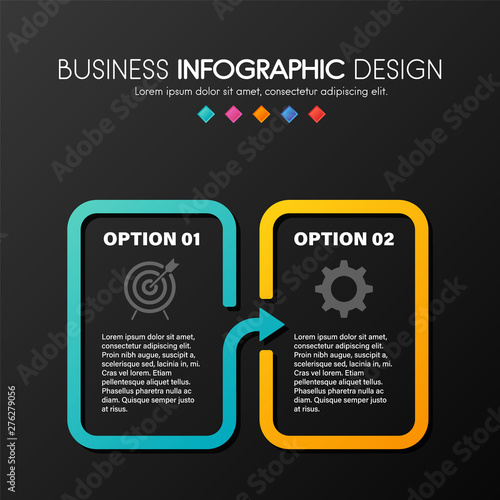 Diagram infographic template with 2 options. Vector