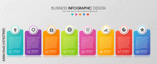 Business infographic template with 8 steps. Vector