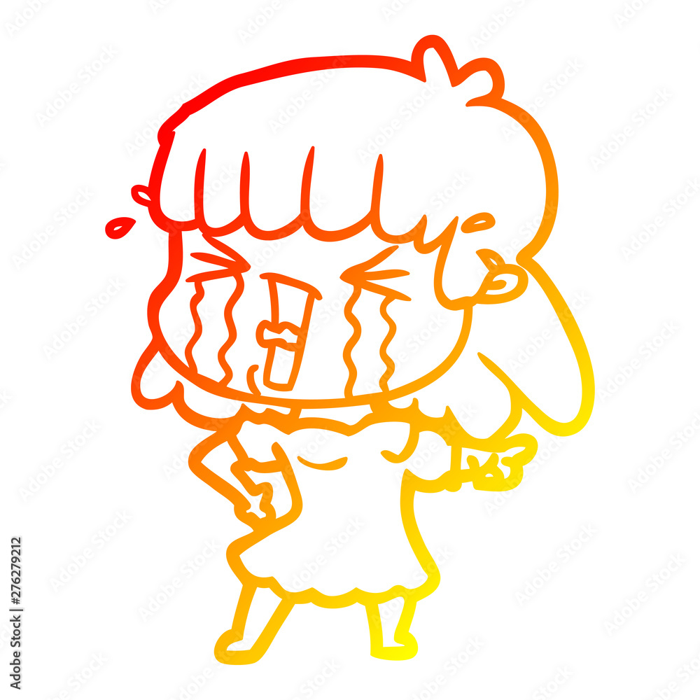 warm gradient line drawing cartoon woman