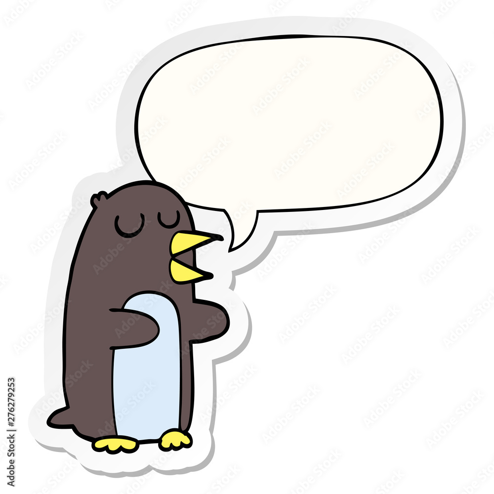 cartoon penguin and speech bubble sticker cartoon penguin and speech bubble sticker
