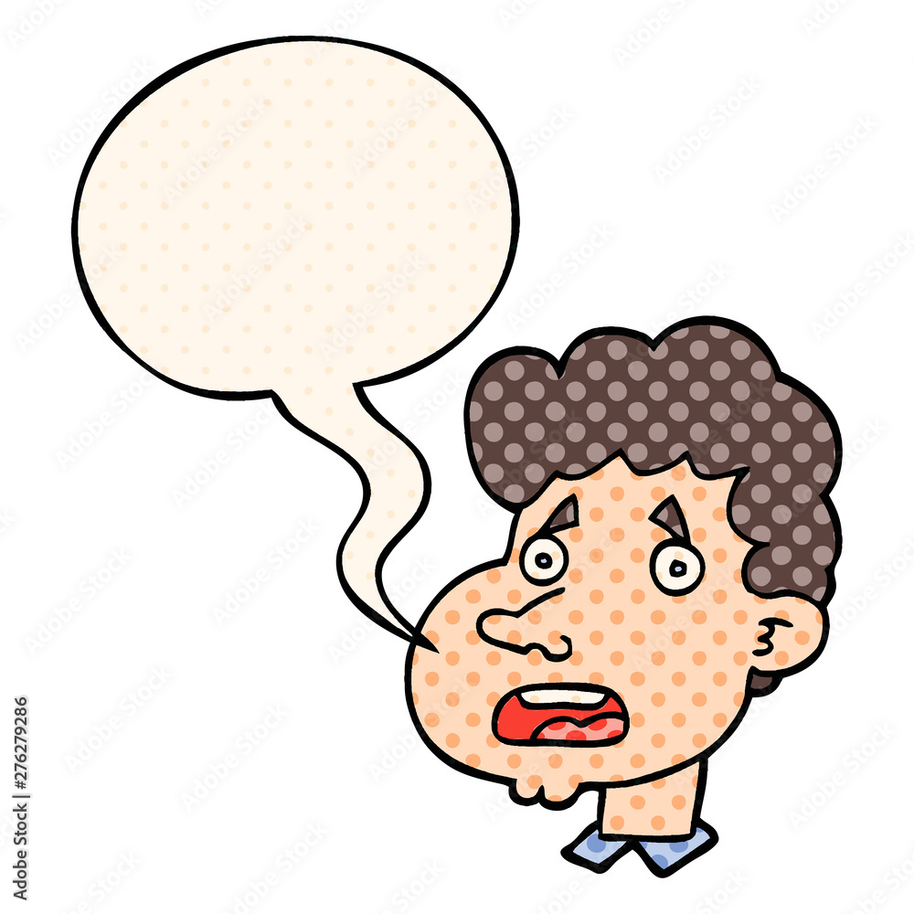 cartoon shocked man and speech bubble in comic book style cartoon shocked man and speech bubble in comic book style