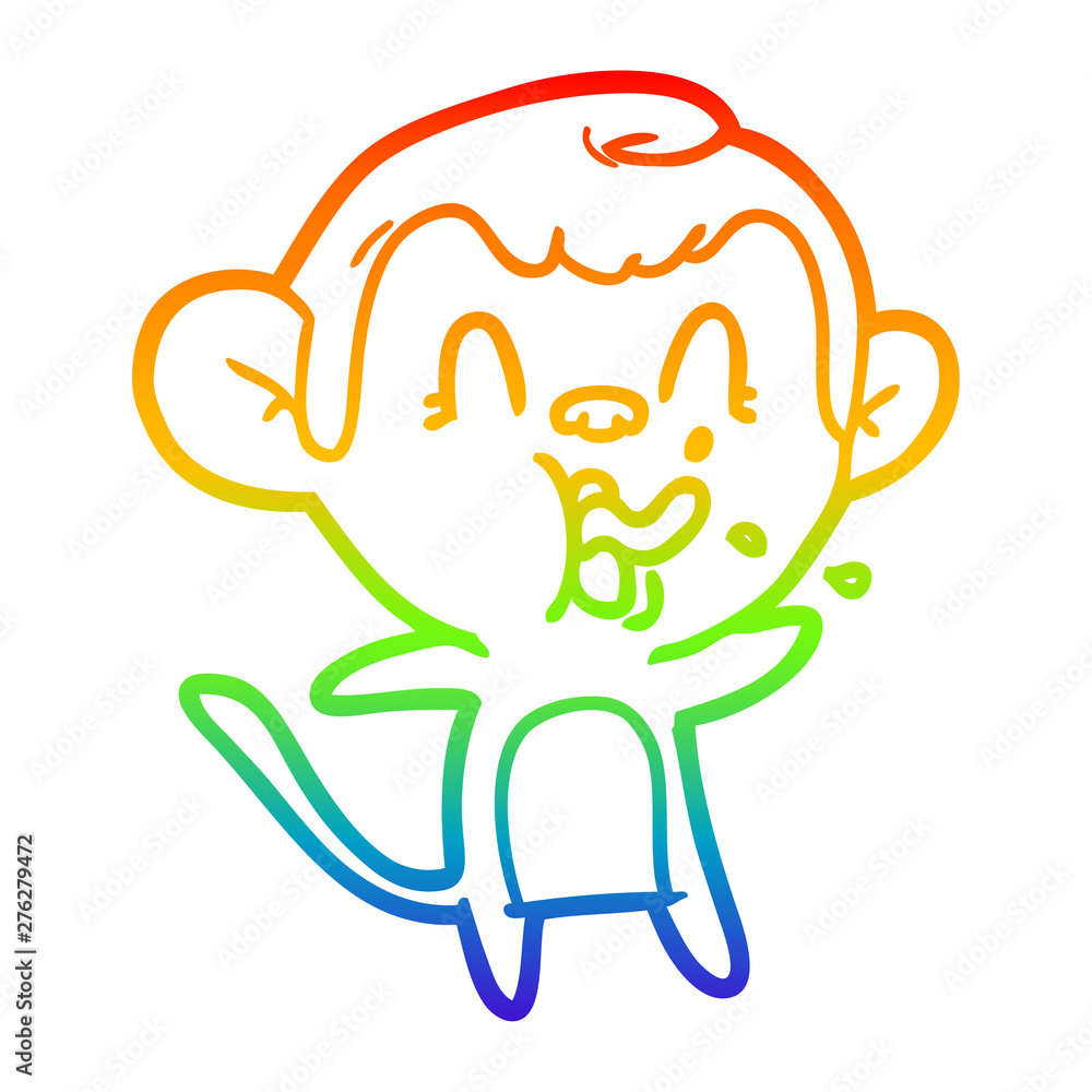rainbow gradient line drawing crazy cartoon monkey rainbow gradient line drawing crazy cartoon monkey