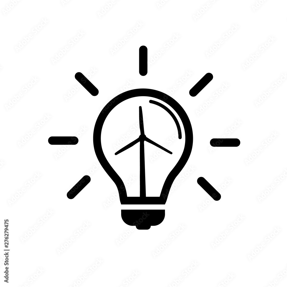 Light Bulb Icon - Concept Of Natural Energy Sources - Vector Illustration - Isolatet On White Background Light Bulb Icon - Concept Of Natural Energy Sources - Vector Illustration - Isolatet On White Background