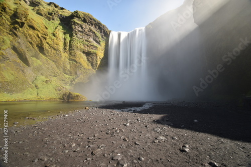 The big Skogafoss Waterfall in the South of Iceland