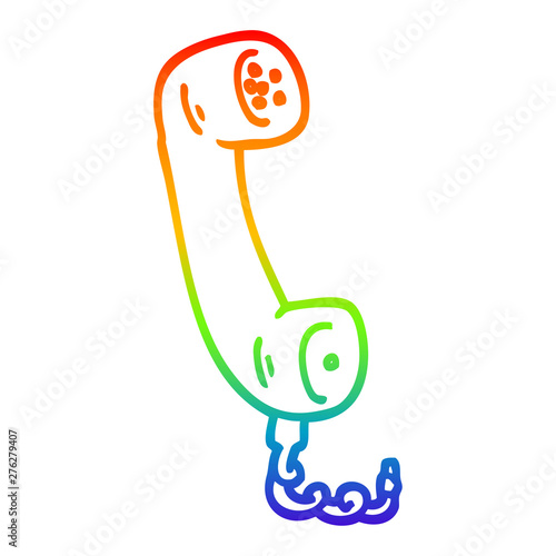 rainbow gradient line drawing cartoon telephone handset