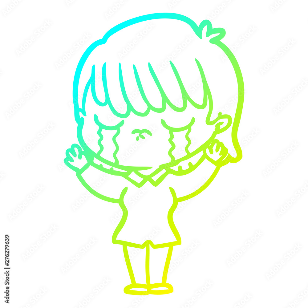 cold gradient line drawing cartoon woman crying cold gradient line drawing cartoon woman crying