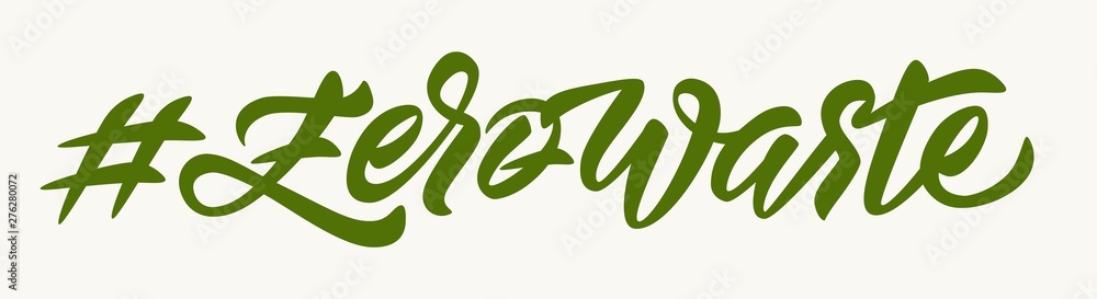 Zero Waste - hand lettering. Nature friendly concept based on redusing waste and using or reusable products. Motivational quote for choosing eco friendly lifestyle. Vector inscription design. Zero Waste - hand lettering. Nature friendly concept based on redusing waste and using or reusable products. Motivational quote for choosing eco friendly lifestyle. Vector inscription design.
