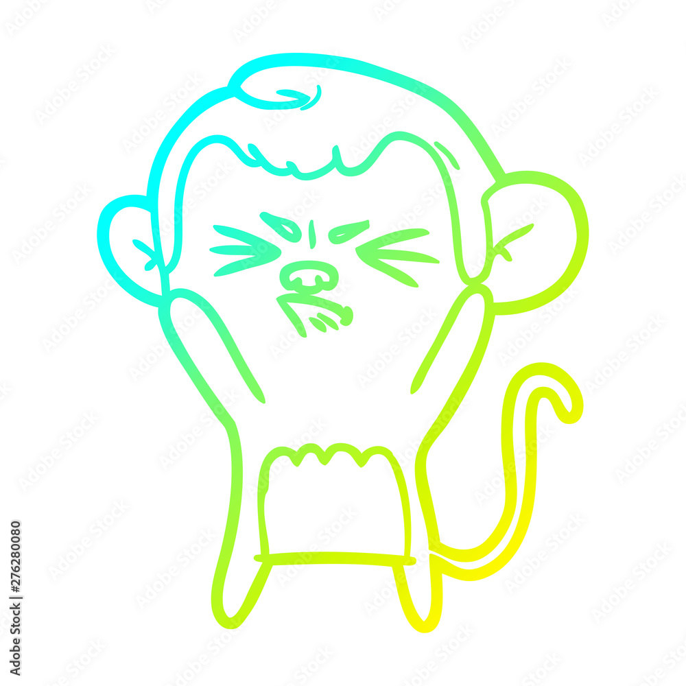 Obraz premium cold gradient line drawing cartoon angry monkey