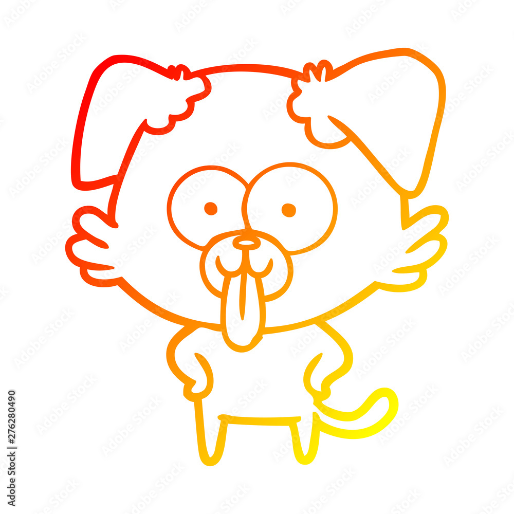 warm gradient line drawing cartoon dog with tongue sticking out warm gradient line drawing cartoon dog with tongue sticking out