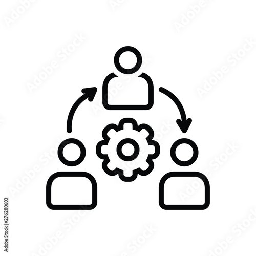 Black line icon for organization 