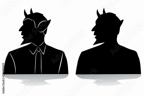 silhouette of devil face , vector draw