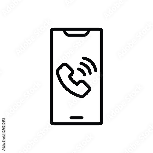Black line icon for phone call