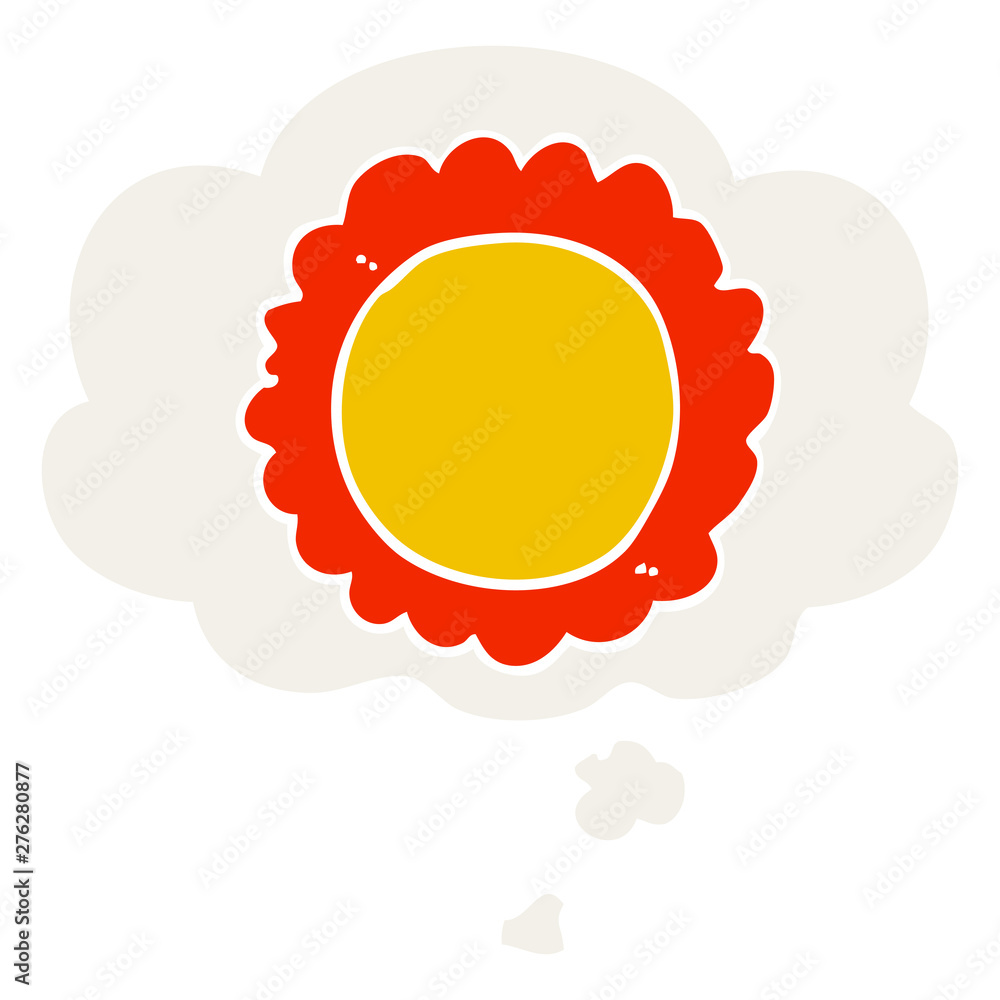 cartoon flower and thought bubble in retro style cartoon flower and thought bubble in retro style