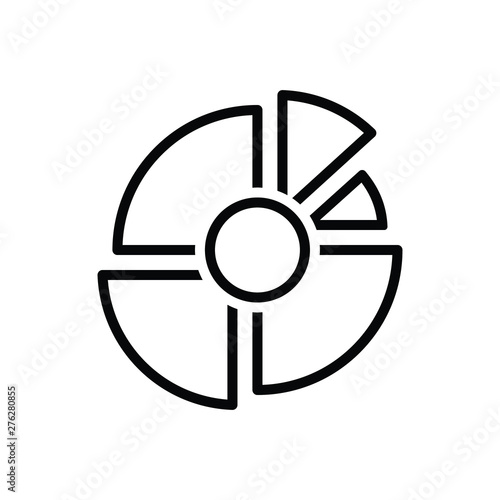 Black line icon for pie chart pie 