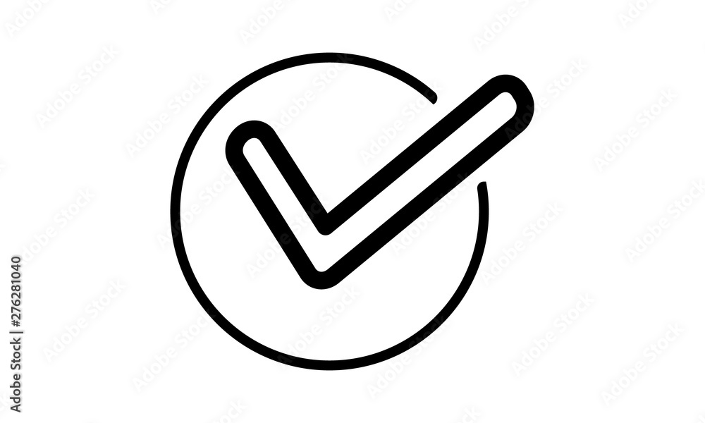 Check mark in circle isolated on white background vector image Stock