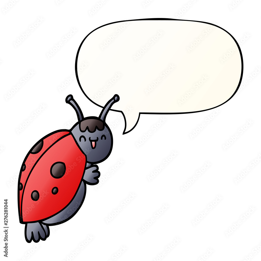 cute cartoon ladybug and speech bubble in smooth gradient style cute cartoon ladybug and speech bubble in smooth gradient style