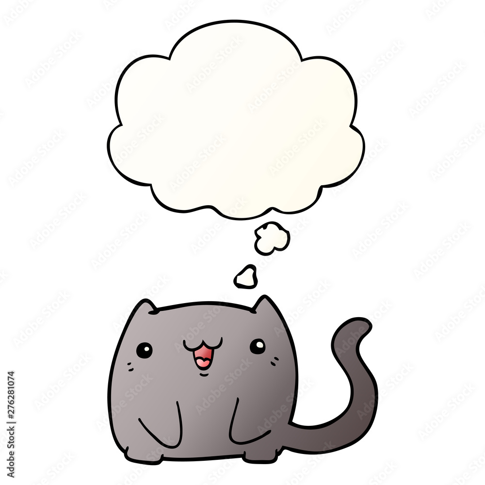 cartoon cat and thought bubble in smooth gradient style cartoon cat and thought bubble in smooth gradient style