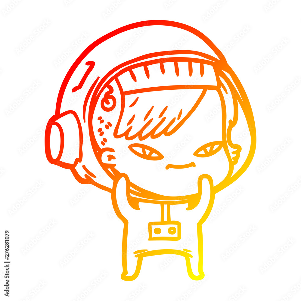 warm gradient line drawing cartoon astronaut woman warm gradient line drawing cartoon astronaut woman