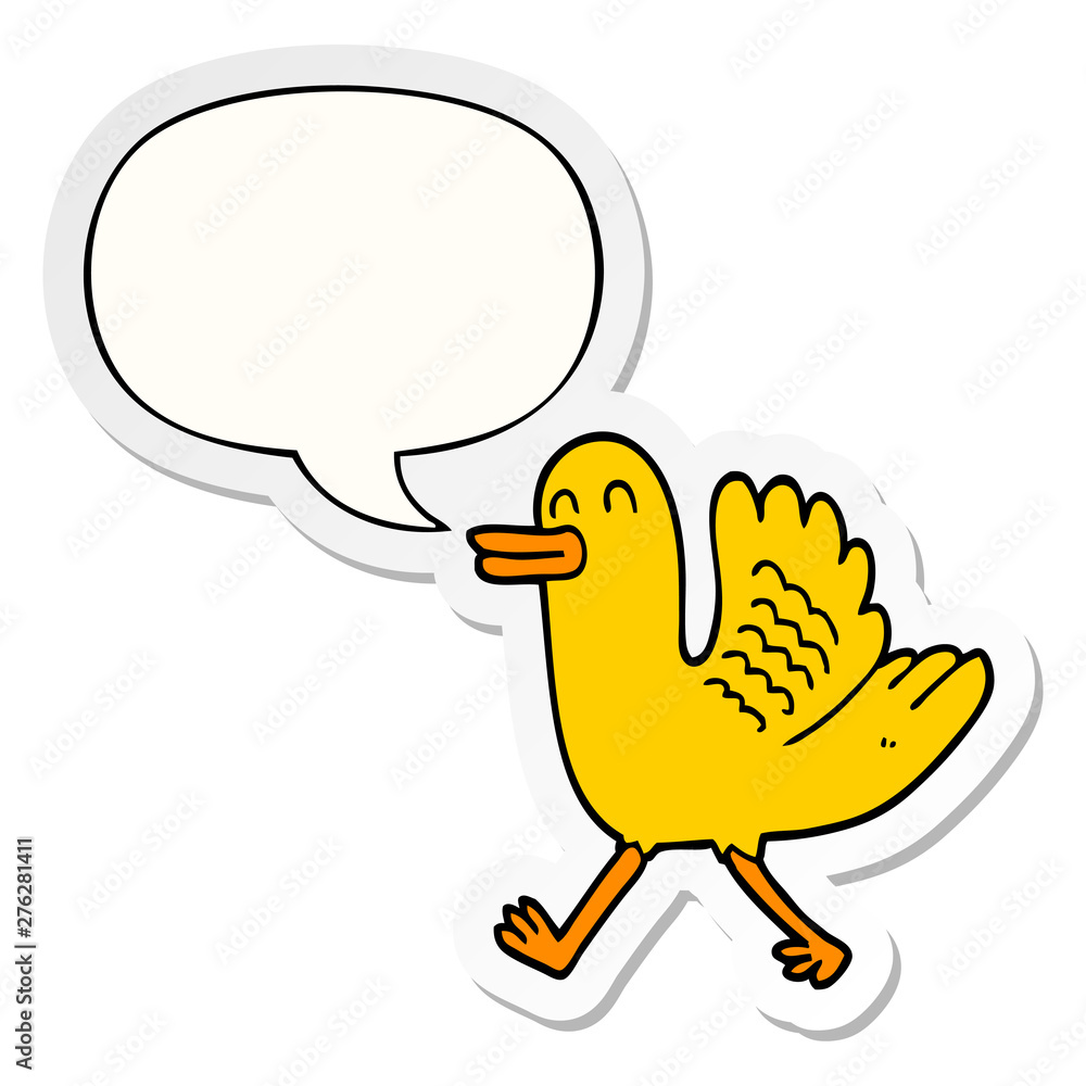 cartoon duck and speech bubble sticker cartoon duck and speech bubble sticker