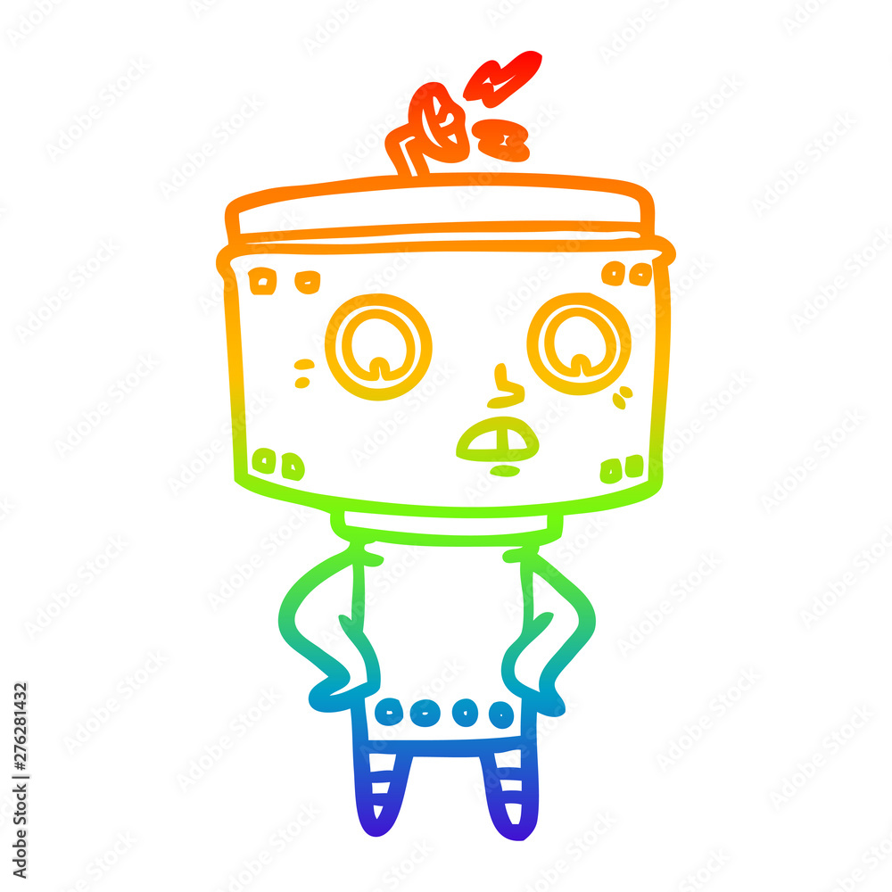 rainbow gradient line drawing cartoon robot rainbow gradient line drawing cartoon robot