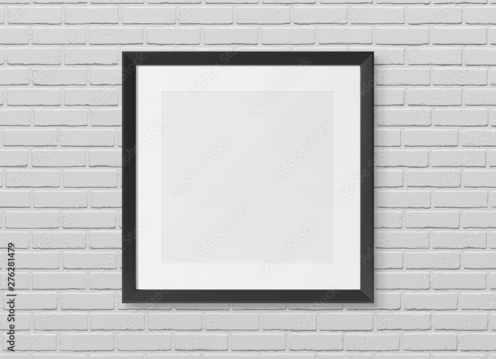 Black squared wooden frame on wall background 3D rendering Black squared wooden frame on wall background 3D rendering