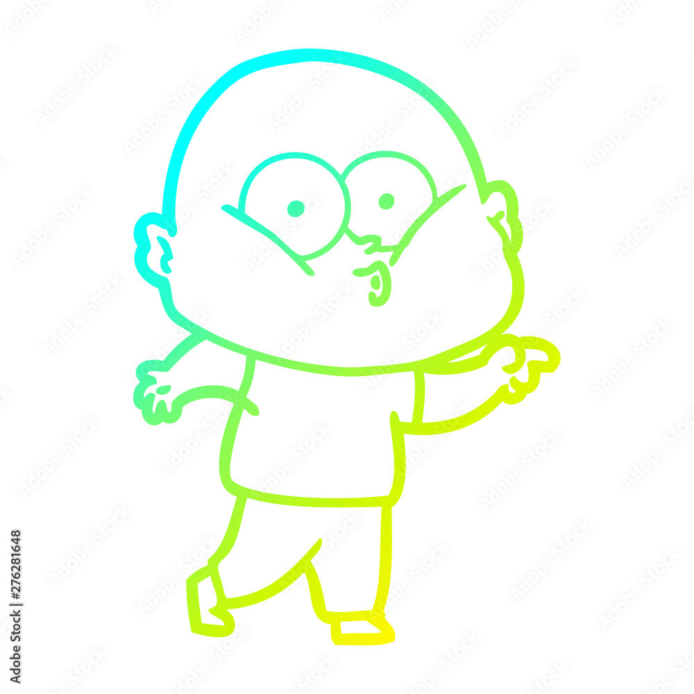 cold gradient line drawing cartoon bald man staring cold gradient line drawing cartoon bald man staring