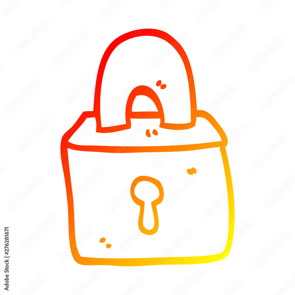 warm gradient line drawing cartoon padlock warm gradient line drawing cartoon padlock