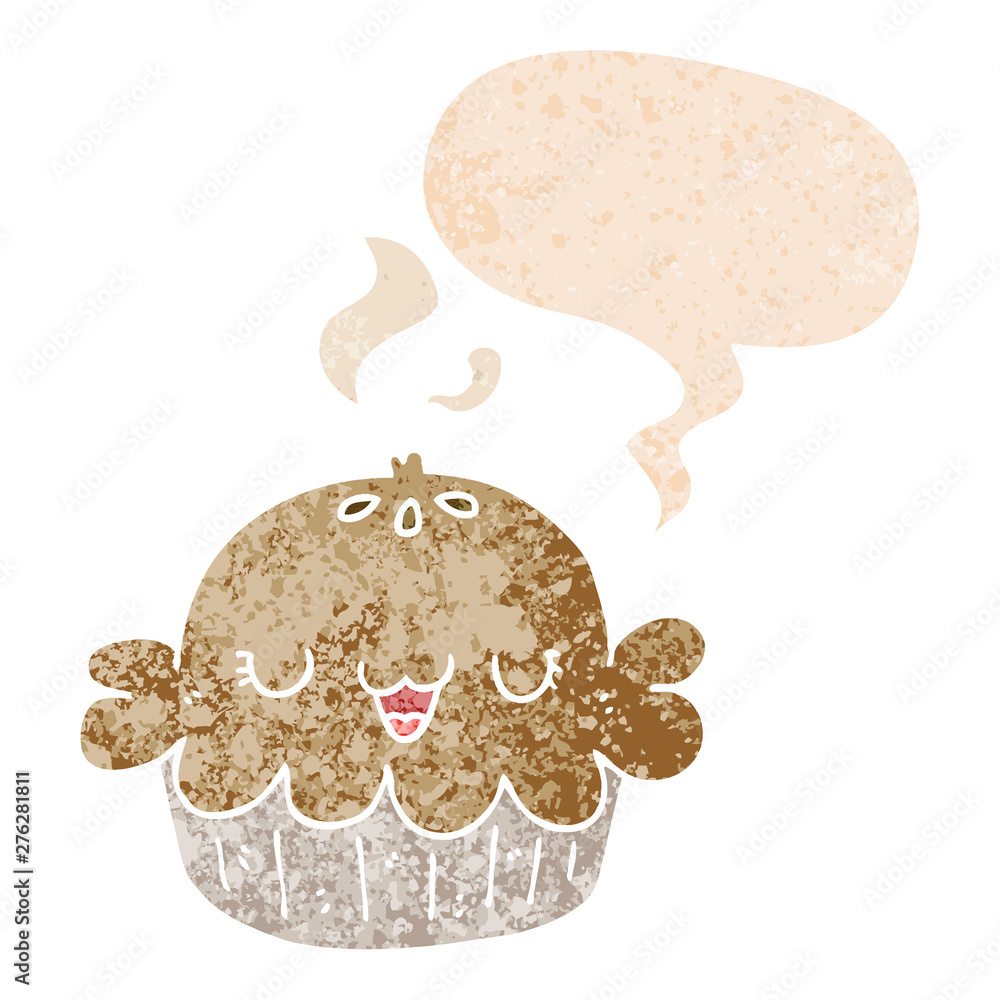 cute cartoon pie and speech bubble in retro textured style cute cartoon pie and speech bubble in retro textured style