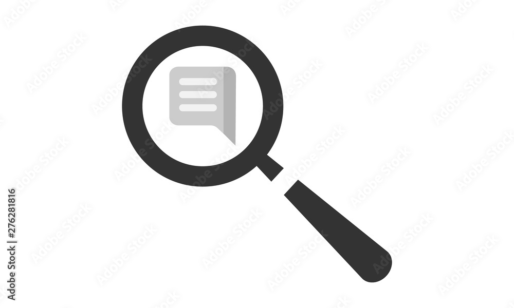 Bubble chat message search icon for messaging services and conversations Bubble chat message search icon for messaging services and conversations