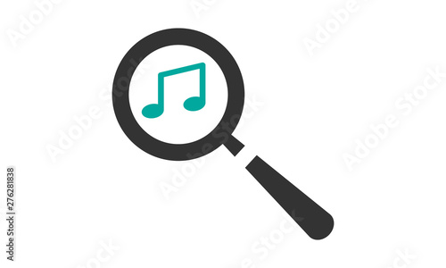 Magnifying glass with music note icon for search and music discovery concepts