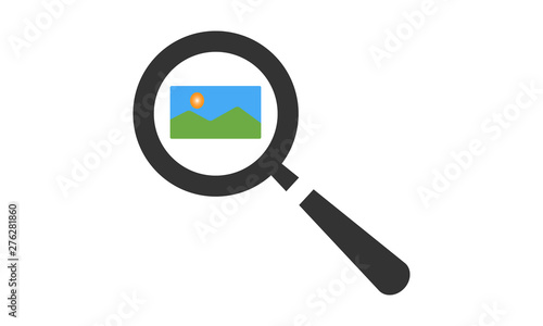 Magnifying glass searching for images icon for visual content