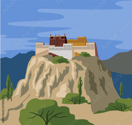 tibetan monastery on mountain
