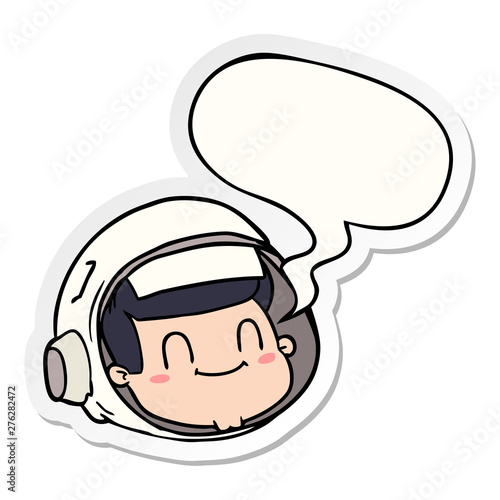 cartoon astronaut face and speech bubble sticker