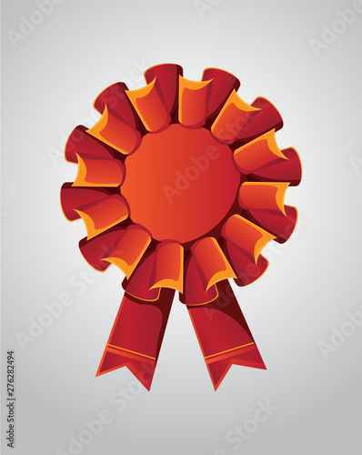 Red Color vector award badge and ribbon. Premium quality.