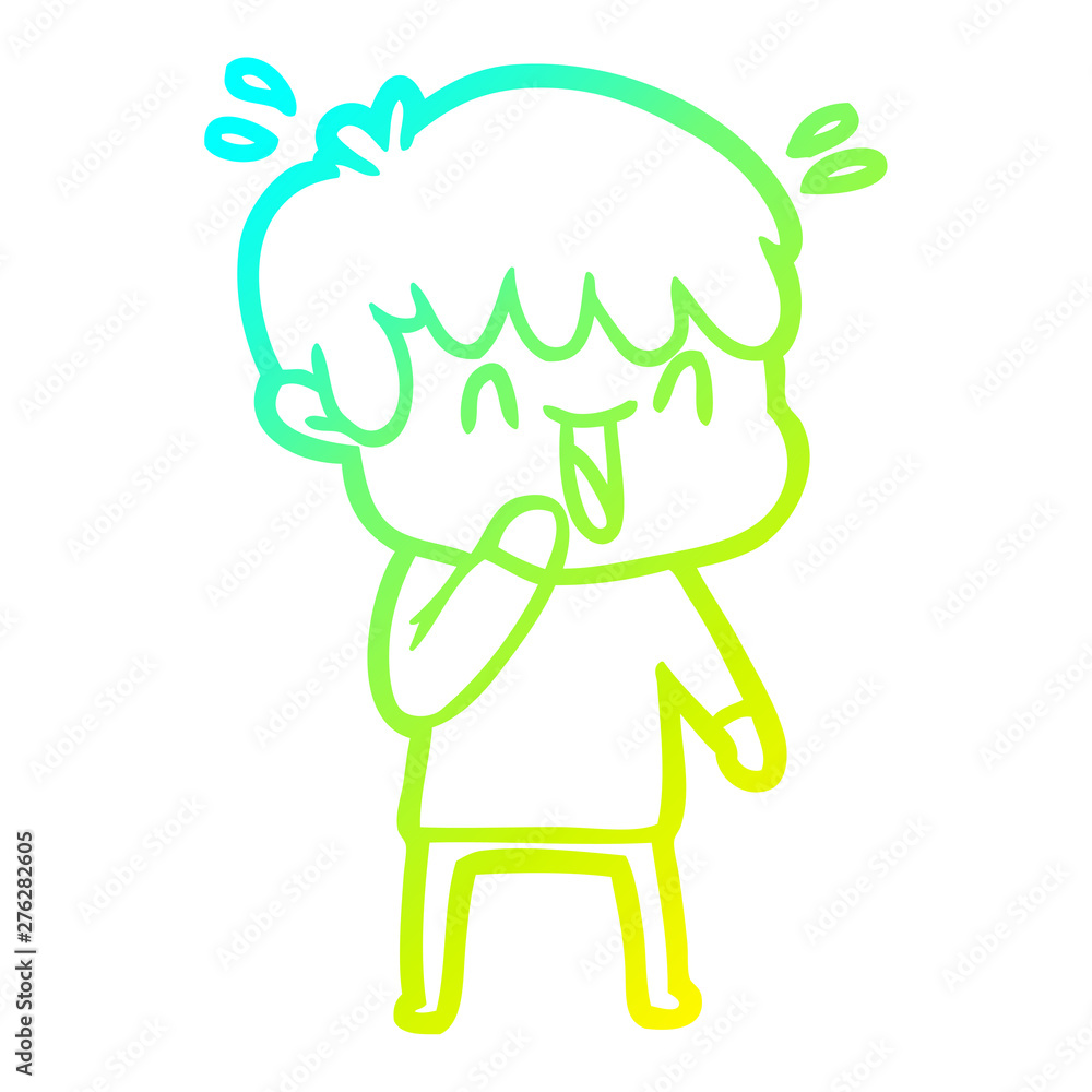 cold gradient line drawing cartoon laughing boy cold gradient line drawing cartoon laughing boy
