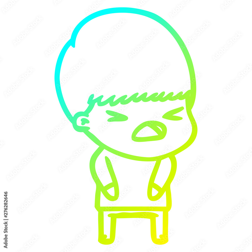 cold gradient line drawing cartoon stressed man cold gradient line drawing cartoon stressed man