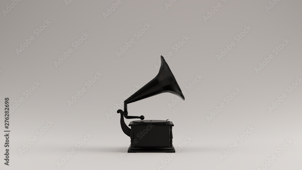 Fototapeta premium Black Vintage Gramophone 3d illustration 3d render