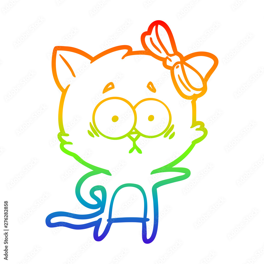 rainbow gradient line drawing cartoon cat rainbow gradient line drawing cartoon cat