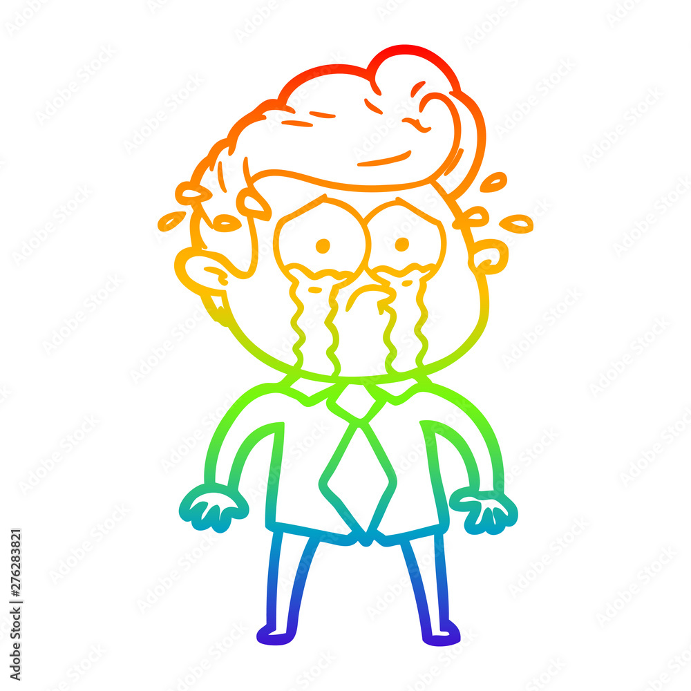 rainbow gradient line drawing cartoon crying man rainbow gradient line drawing cartoon crying man