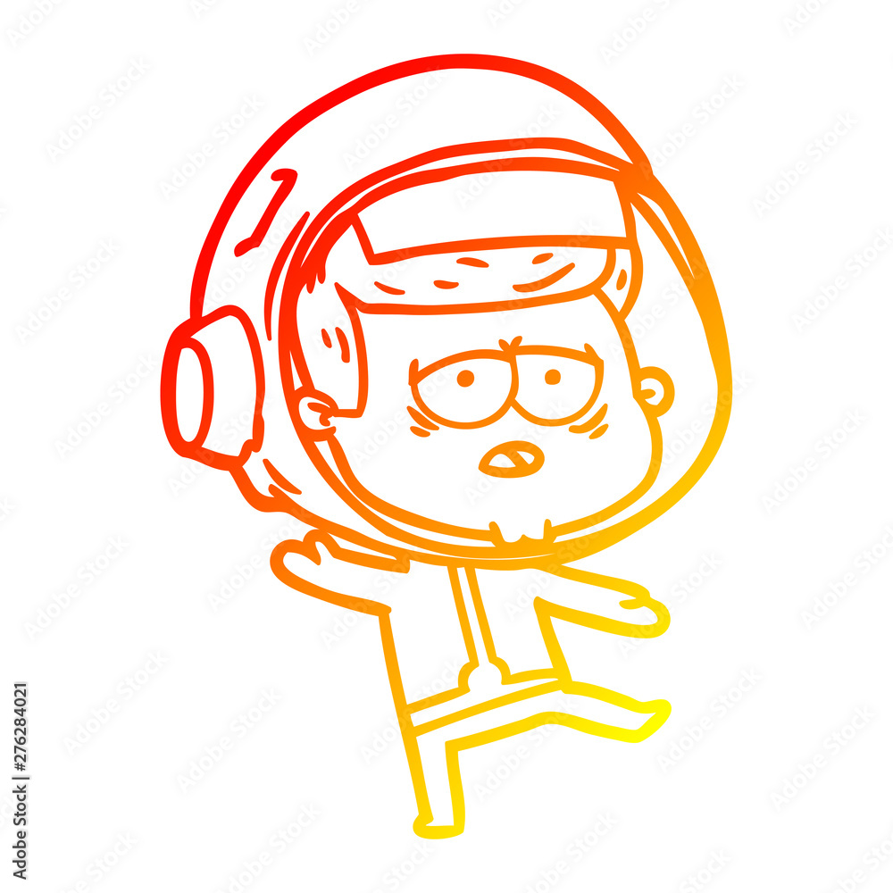 warm gradient line drawing cartoon tired astronaut warm gradient line drawing cartoon tired astronaut
