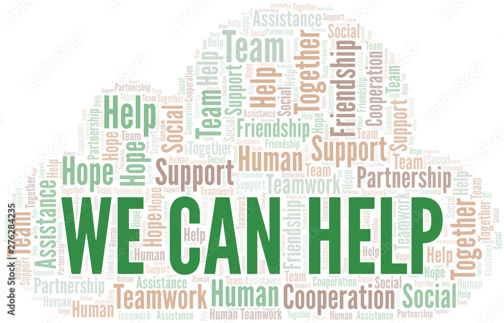 Obraz premium We Can Help word cloud. Vector made with text only.