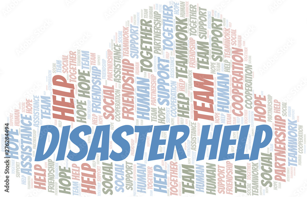 Disaster Help word cloud. Vector made with text only. Disaster Help word cloud. Vector made with text only.