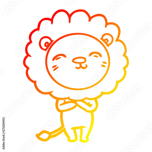 warm gradient line drawing cartoon lion