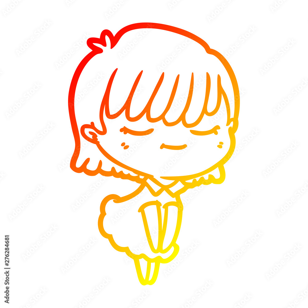warm gradient line drawing cartoon woman warm gradient line drawing cartoon woman