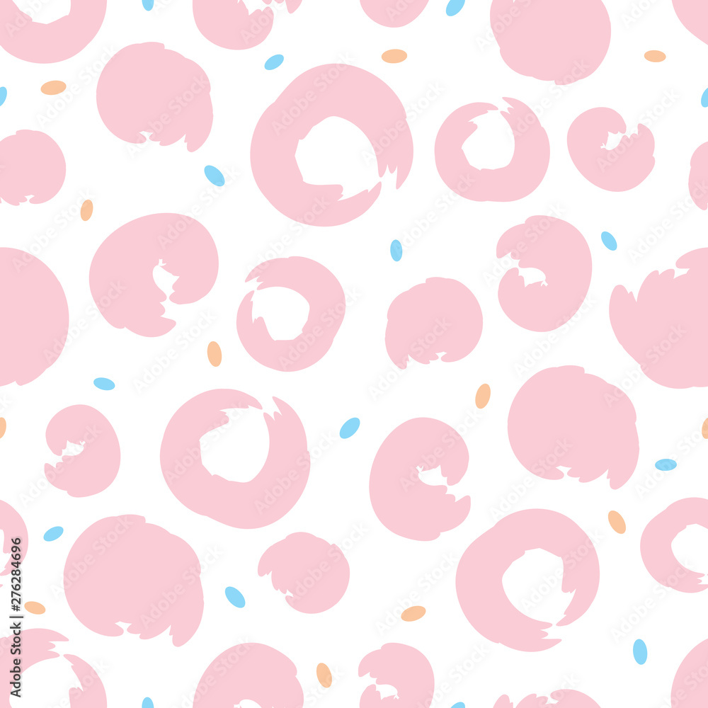 Seamless pattern with abstract pink round grunge circles and small elipse Seamless pattern with abstract pink round grunge circles and small elipse