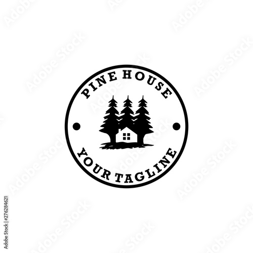 pine house nature lodge logo design